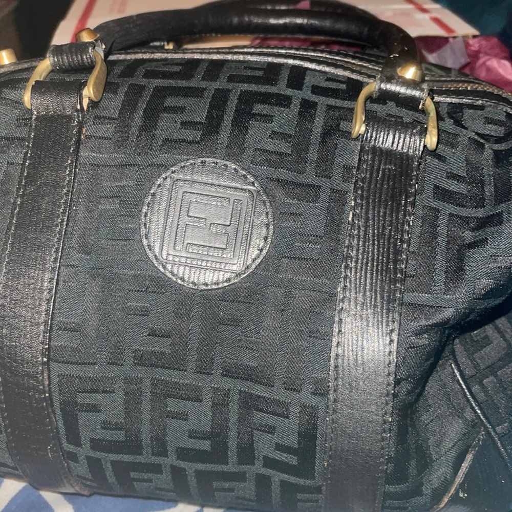 Fendi - Black Zucca Canvas & Leather Satchel, with Lock & 2 Keys